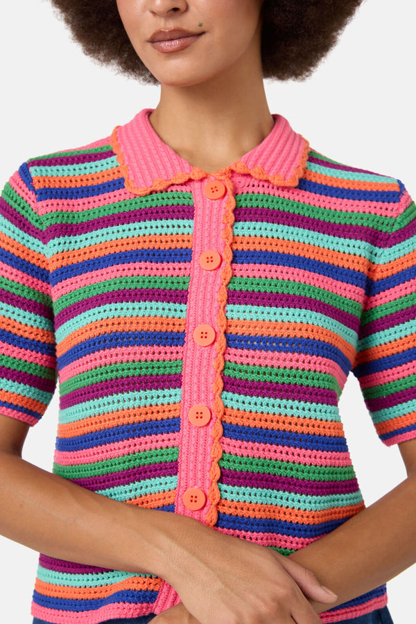 Gorman NZ - Study In Stripes Knit Polo Top - stripe