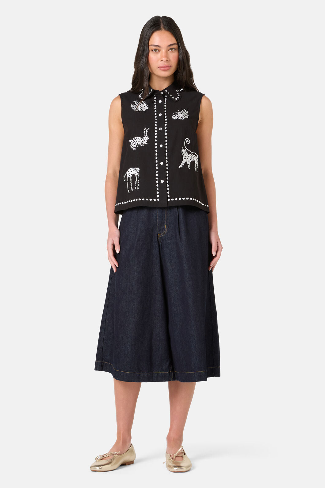 Gorman NZ - Right Meow Embroidered Shirt - black