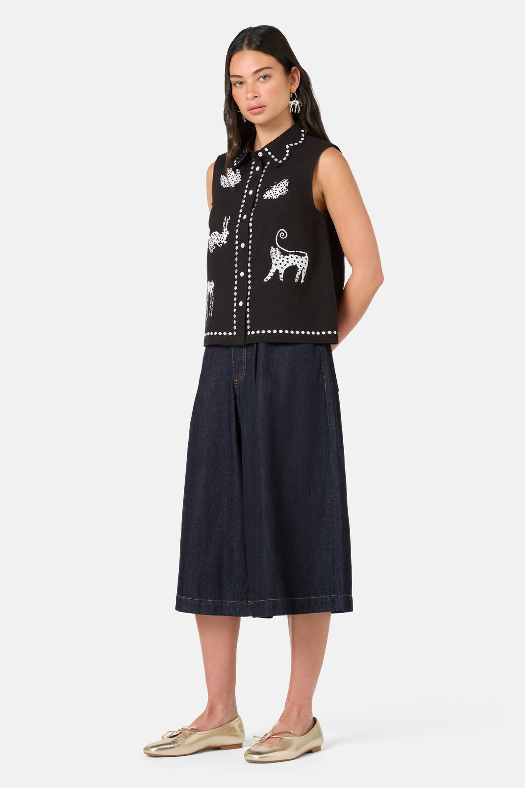 Gorman NZ - Right Meow Embroidered Shirt - black