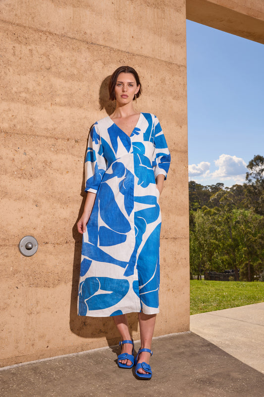 Gorman NZ - Blue Nude Linen Dress - print