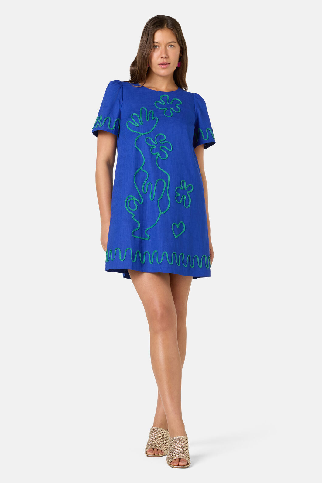 Gorman NZ - Paper Poetry Embroidered Shift - blue