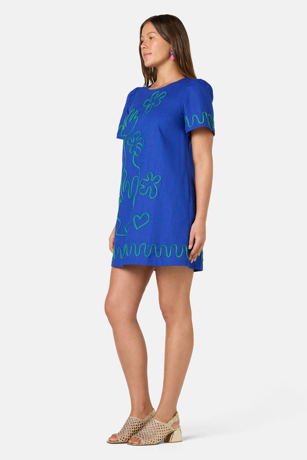 Gorman NZ - Paper Poetry Embroidered Shift - blue
