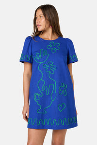 Gorman NZ - Paper Poetry Embroidered Shift - blue