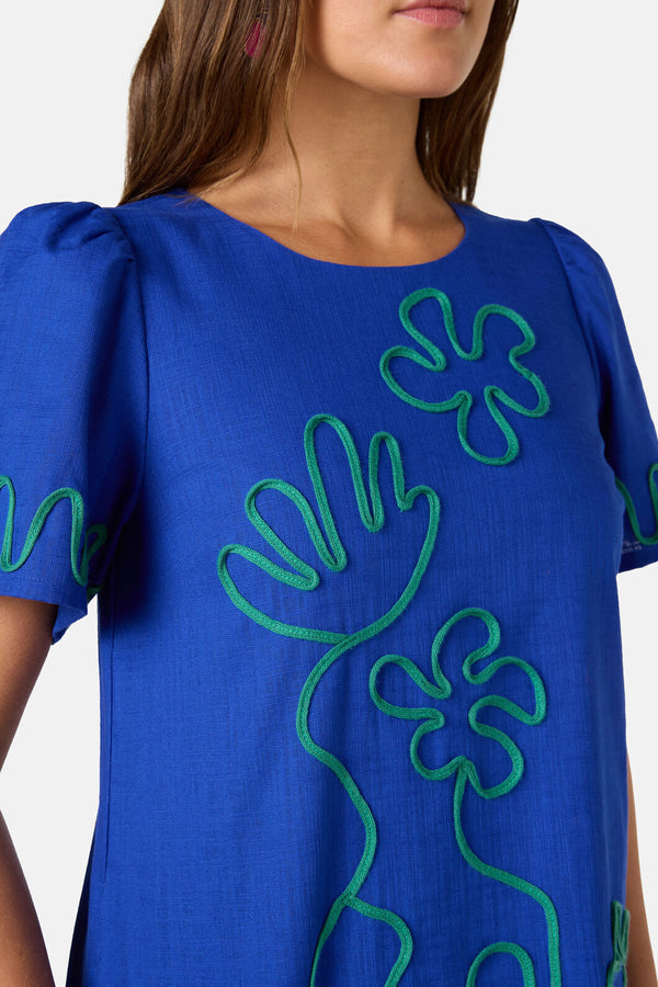 Gorman NZ - Paper Poetry Embroidered Shift - blue