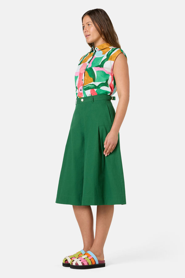 Gorman NZ - Foliage Cotton Pleat Skort - green