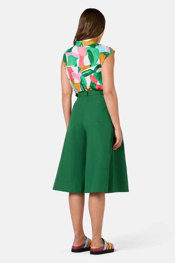 Gorman NZ - Foliage Cotton Pleat Skort - green