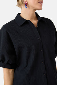 Gorman NZ - Calliope Seersucker Balloon Shirt - black