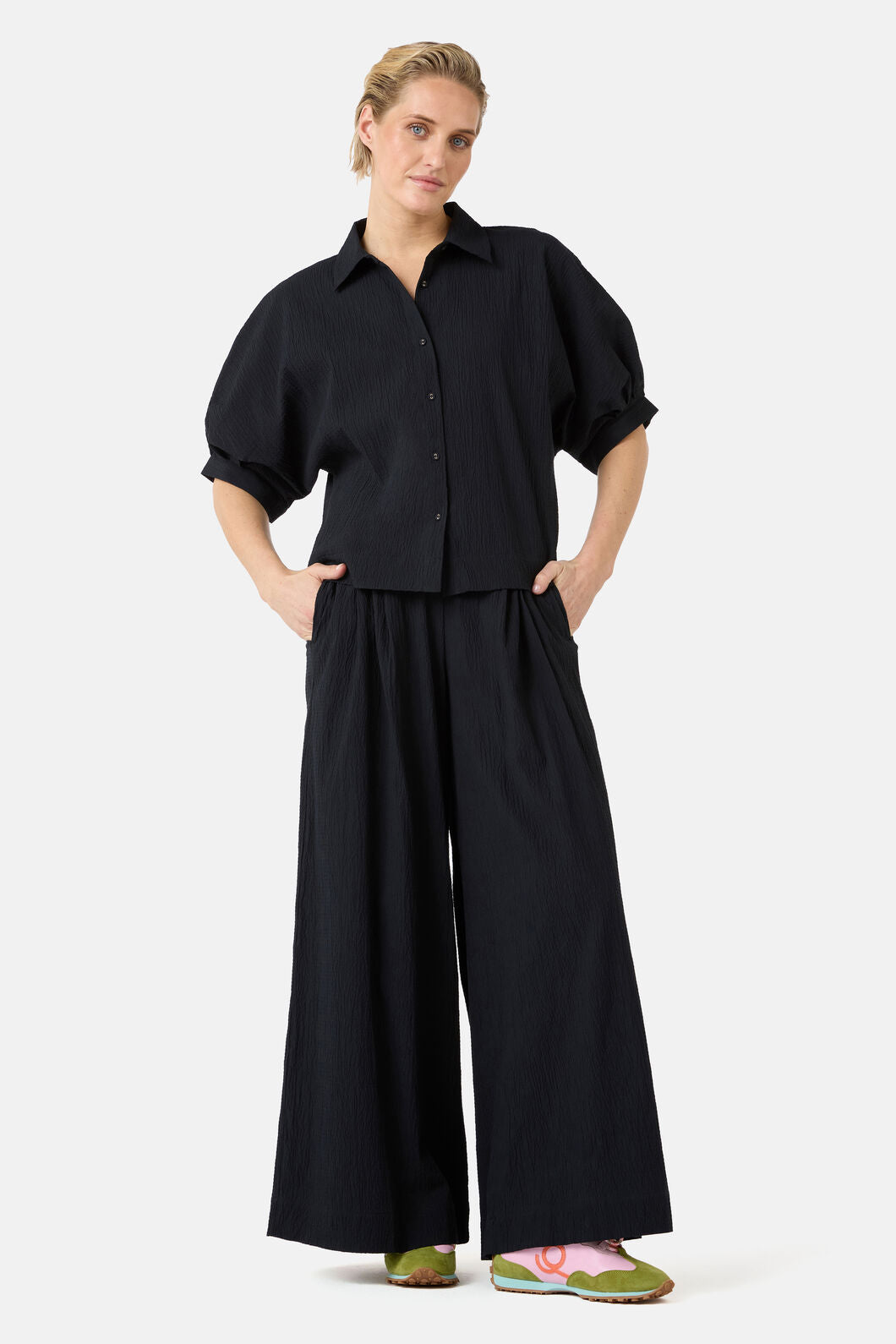 Gorman NZ - Calliope Seersucker Balloon Shirt - black