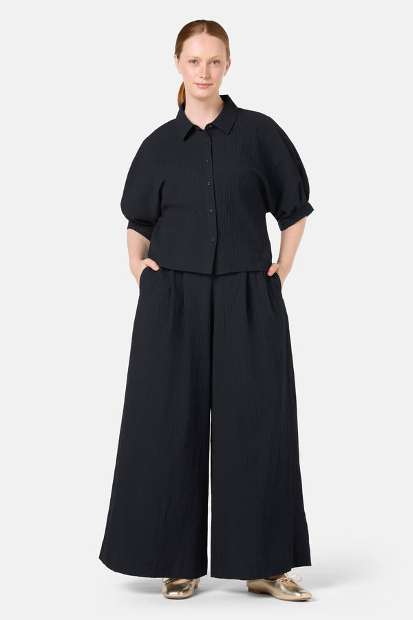 Gorman NZ - Calliope Seersucker Balloon Shirt - black