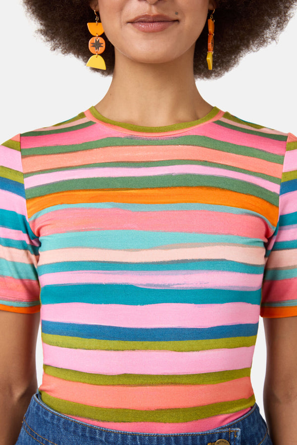 Gorman NZ - Stripes Fitted Tee - print