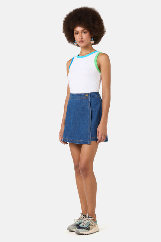 Gorman NZ - Charlotte Denim Skort - mid-blue