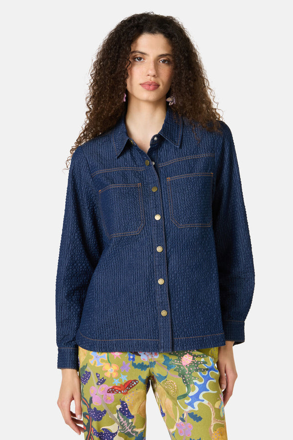 Gorman NZ - Imogen Seersucker Denim Shirt - indigo