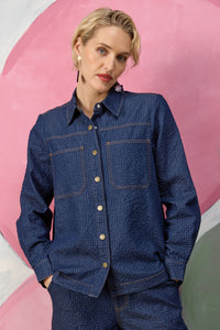 Gorman NZ - Imogen Seersucker Denim Shirt - indigo