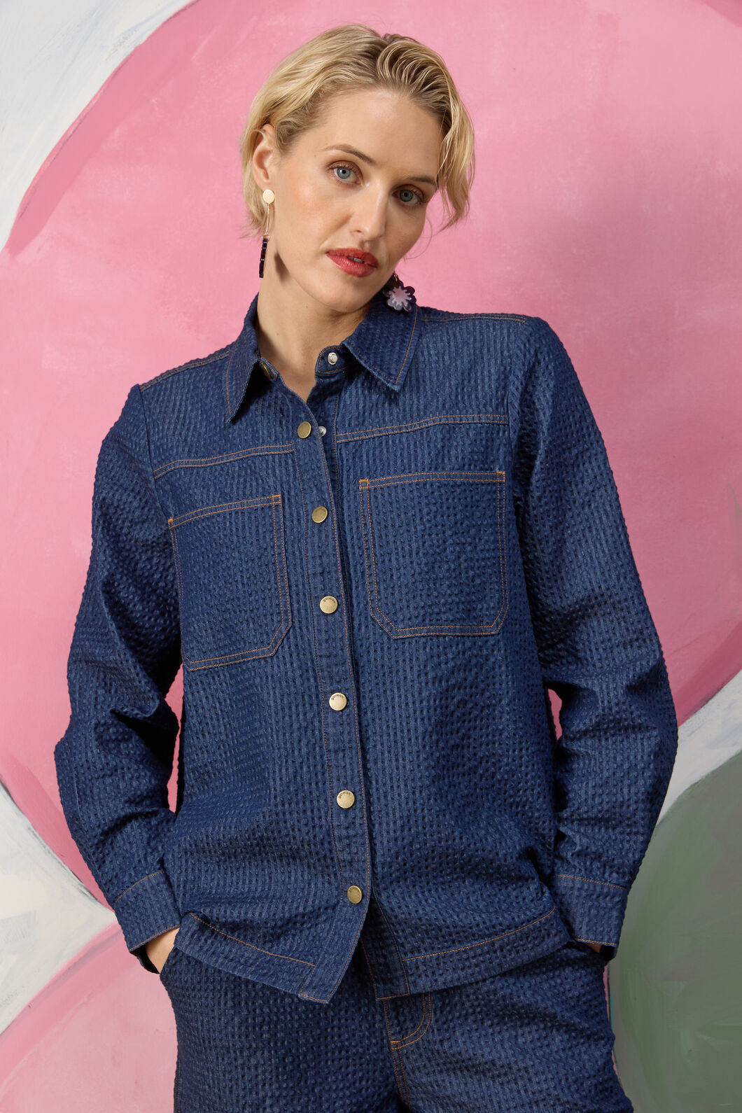 Gorman NZ - Imogen Seersucker Denim Shirt - indigo