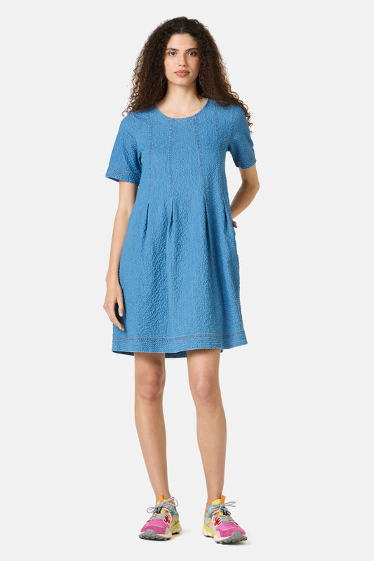 Gorman NZ - Daphne Seersucker Denim Dress - mid-blue