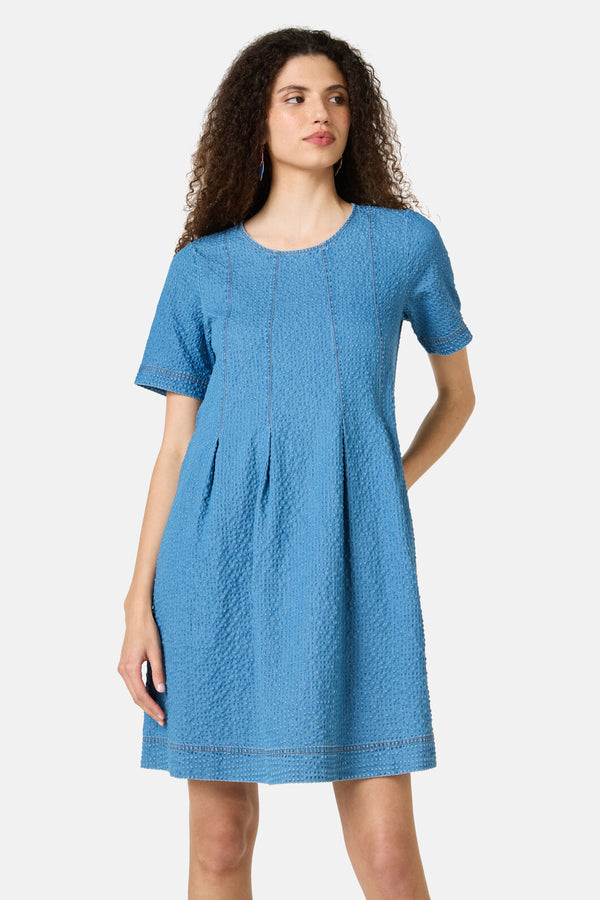 Gorman NZ - Daphne Seersucker Denim Dress - mid-blue