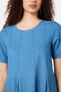 Gorman NZ - Daphne Seersucker Denim Dress - mid-blue