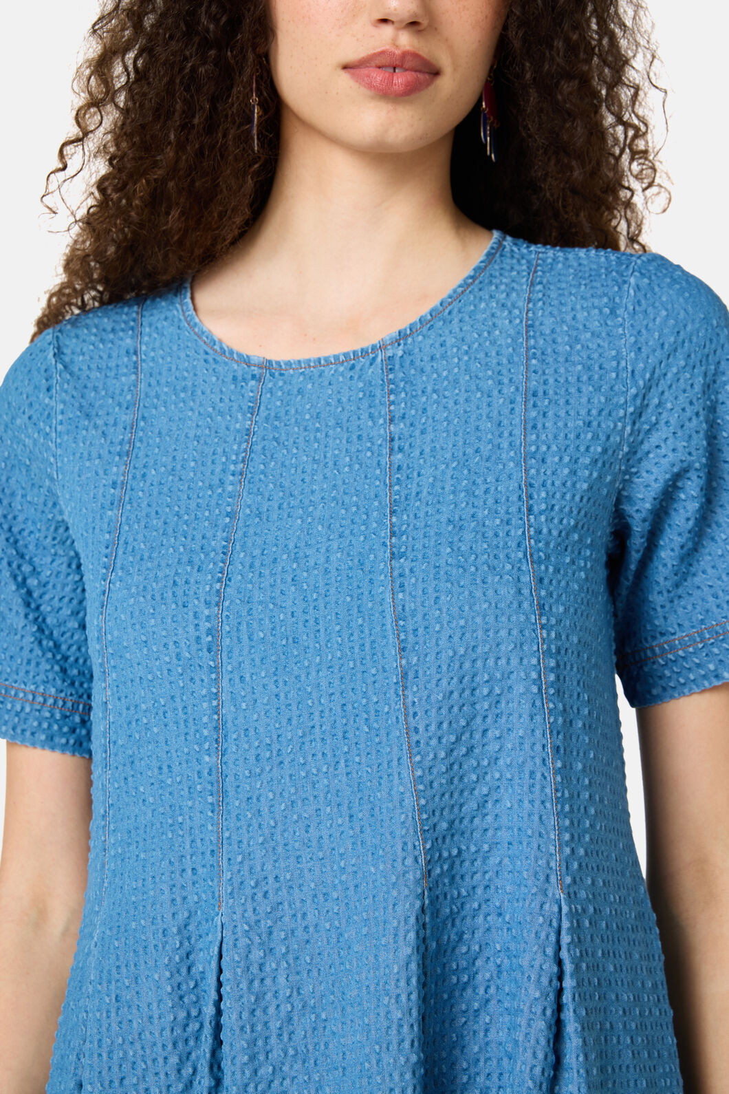 Gorman NZ - Daphne Seersucker Denim Dress - mid-blue