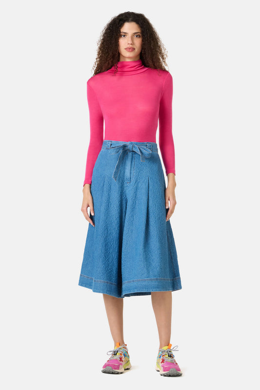 Gorman NZ - Daphne Seersucker Denim Skort - mid-blue