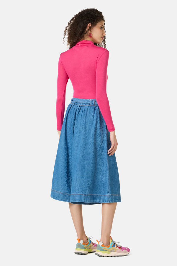 Gorman NZ - Daphne Seersucker Denim Skort - mid-blue