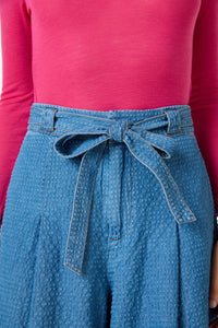 Gorman NZ - Daphne Seersucker Denim Skort - mid-blue