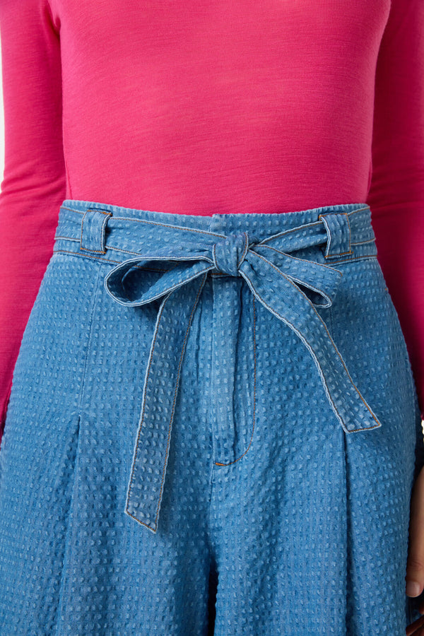 Gorman NZ - Daphne Seersucker Denim Skort - mid-blue