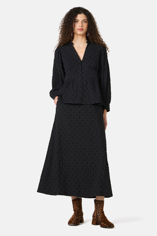 Gorman NZ - Clover Seersucker Midi Skirt - black