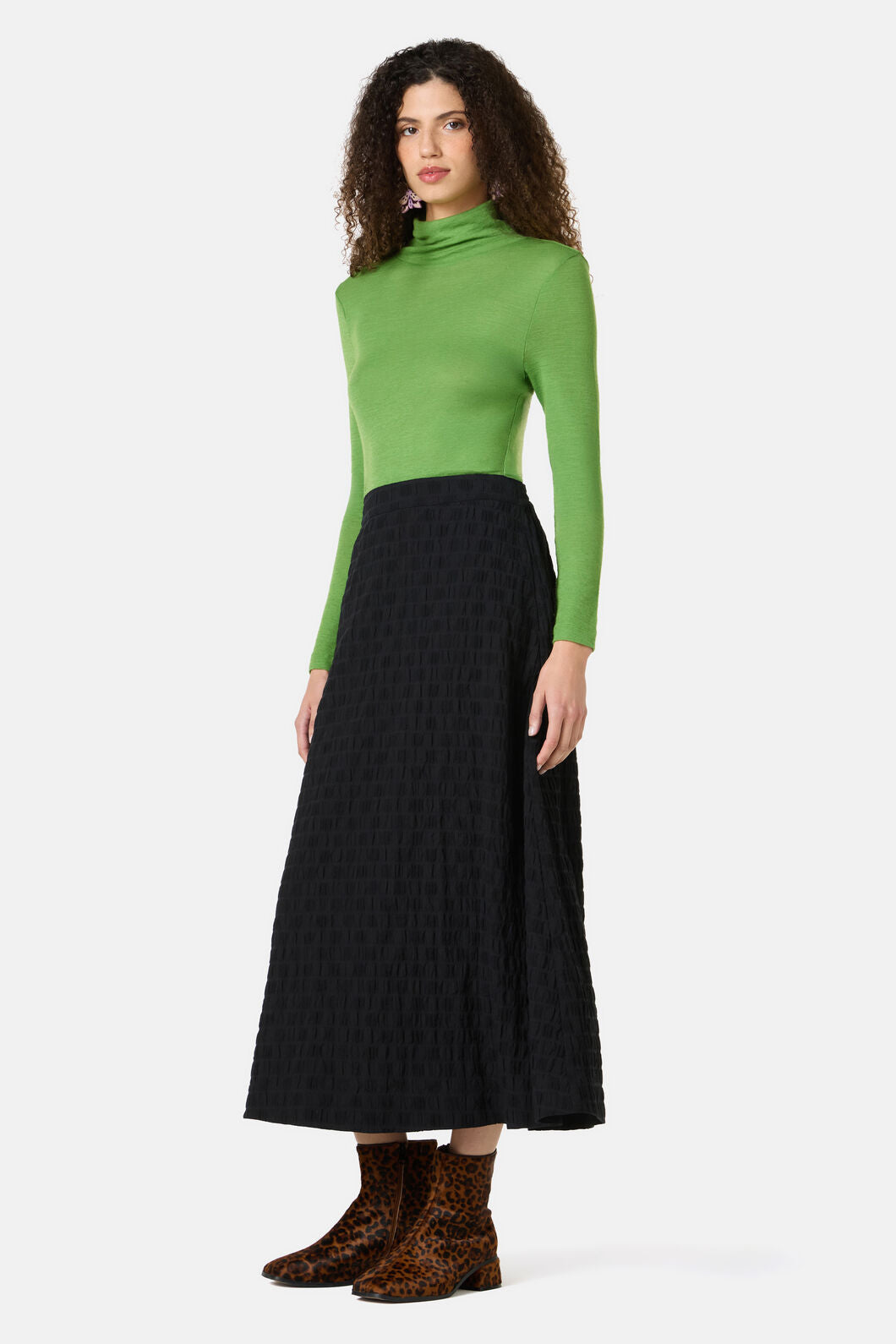 Gorman NZ - Clover Seersucker Midi Skirt - black