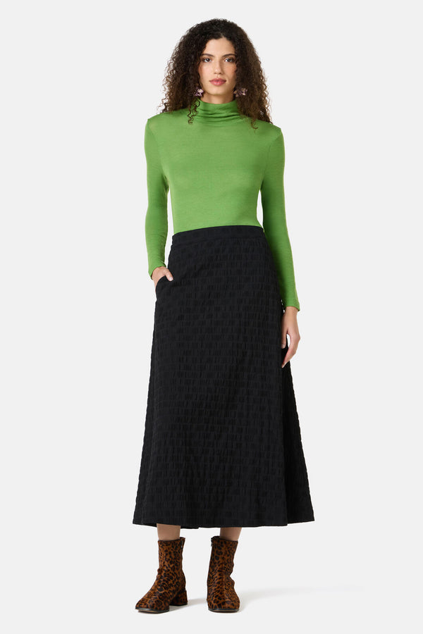 Gorman NZ - Clover Seersucker Midi Skirt - black