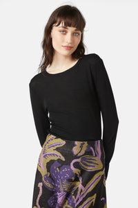 Gorman NZ - Rib Merino Crew Neck Top - black