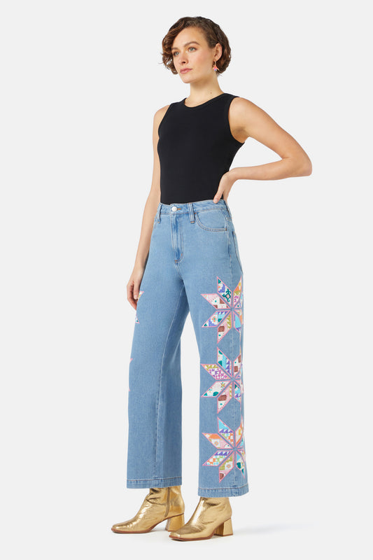 Gorman NZ - Stained Glass Patchwork Jean - light-blue
