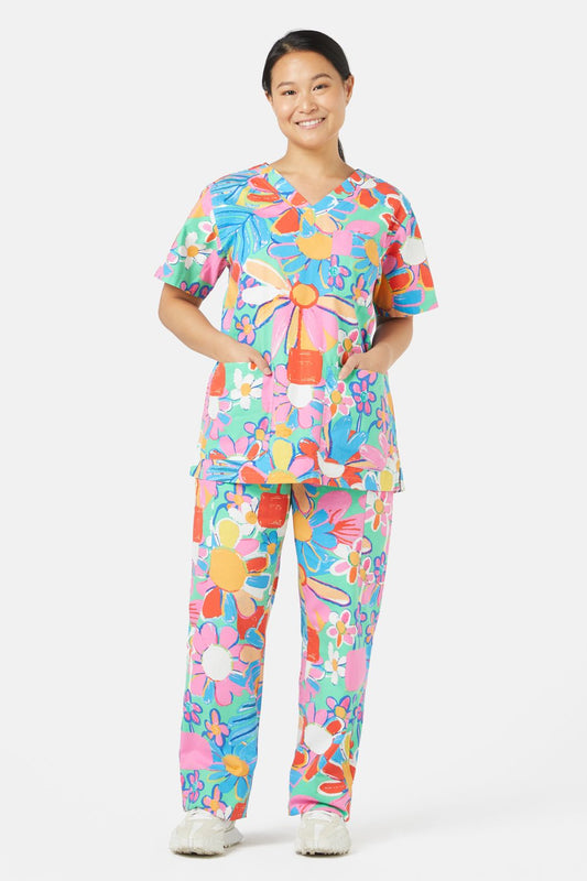 Gorman NZ - Flower Pots Scrub Set - print