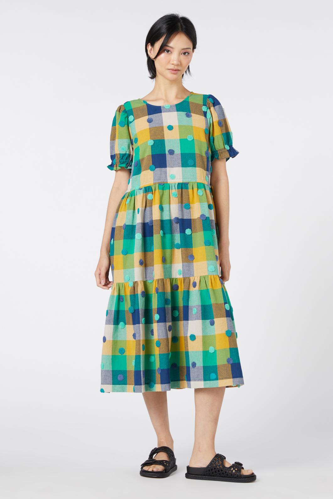 Gorman NZ - Polka Spot Gingham Dress - green