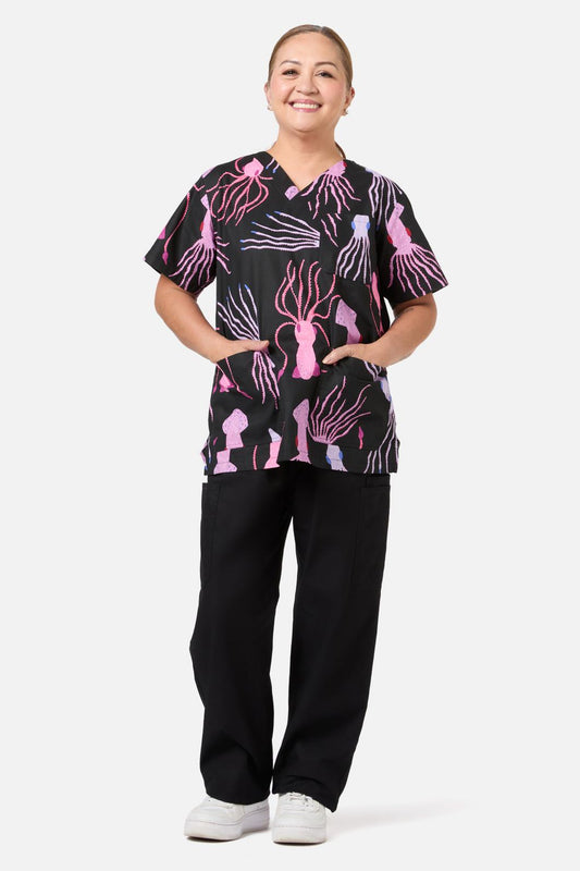 Gorman NZ - Giant Squid Top & Pant Scrub Set - black
