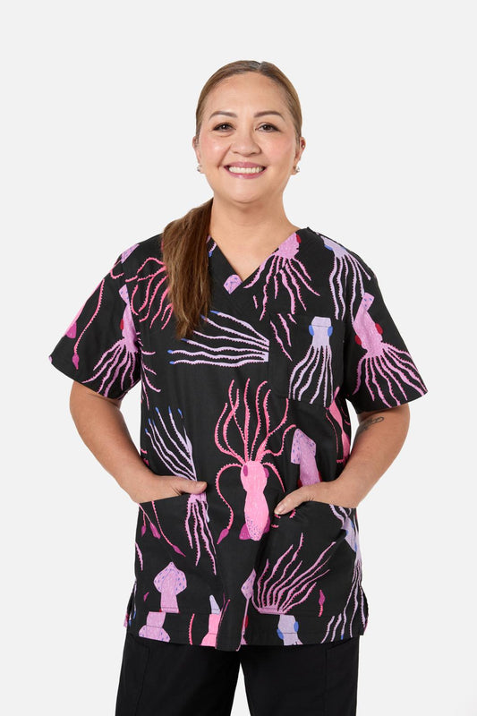 Gorman NZ - Giant Squid Top & Pant Scrub Set - black