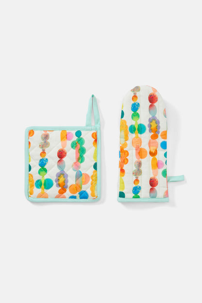 Gorman NZ - Rainbow Drops Oven Mitt Set - print