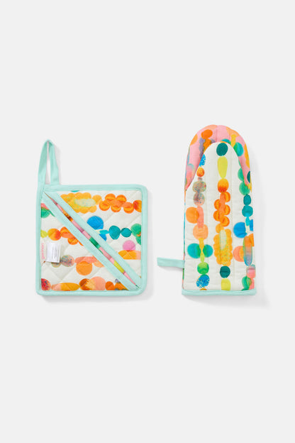 Gorman NZ - Rainbow Drops Oven Mitt Set - print