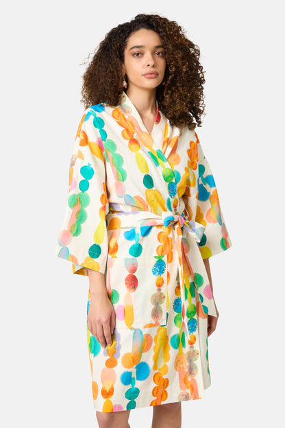 Gorman NZ - Rainbow Drops Linen Bathrobe - print