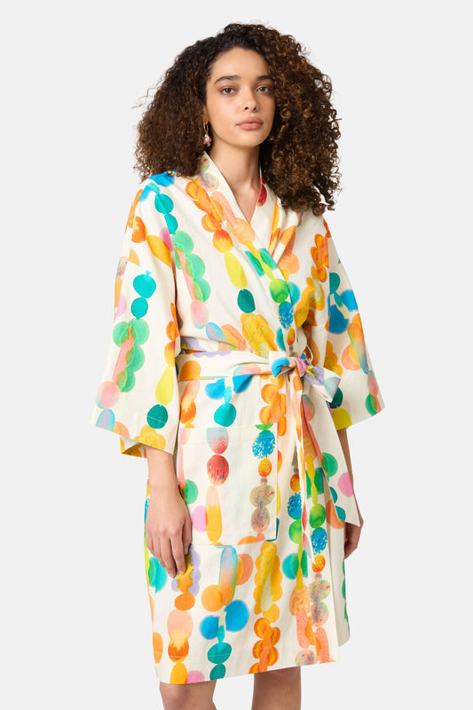 Gorman NZ - Rainbow Drops Linen Bathrobe - print
