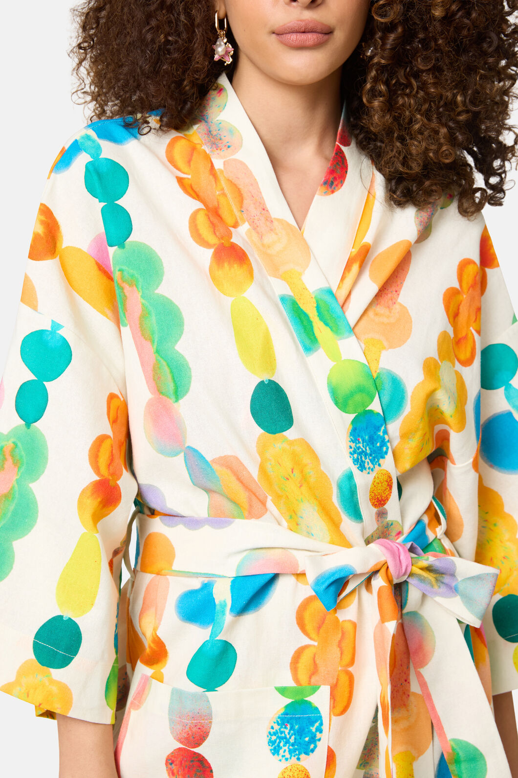 Gorman NZ - Rainbow Drops Linen Bathrobe - print