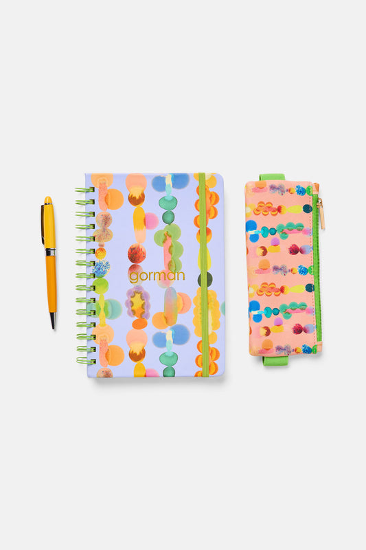 Gorman NZ - Rainbow Drops Book Pen Case Set - print