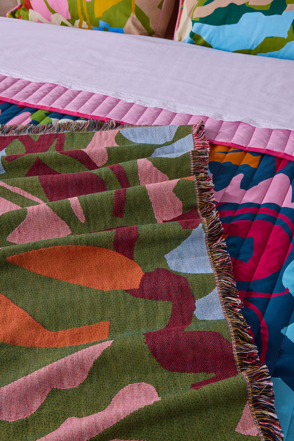 Gorman NZ - Khaki Tango Jacquard Throw - multi