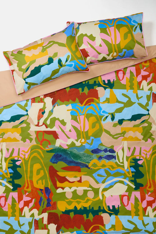 Gorman NZ - Khaki Tango Bed Linen-KB - print
