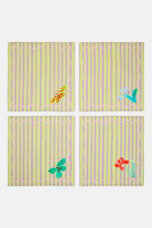Gorman NZ - Electric Eden Napkin Set Of 4 - print