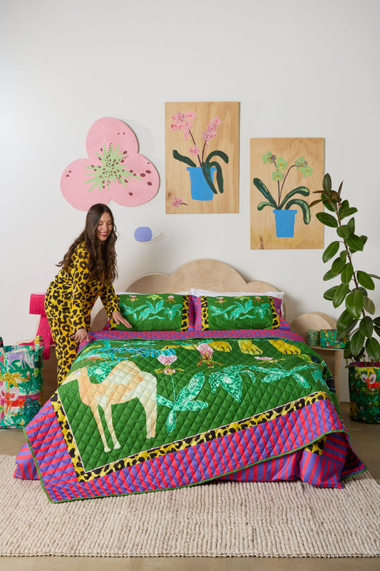Gorman NZ - Orchid Safari Quilted Coverlet S/D - print