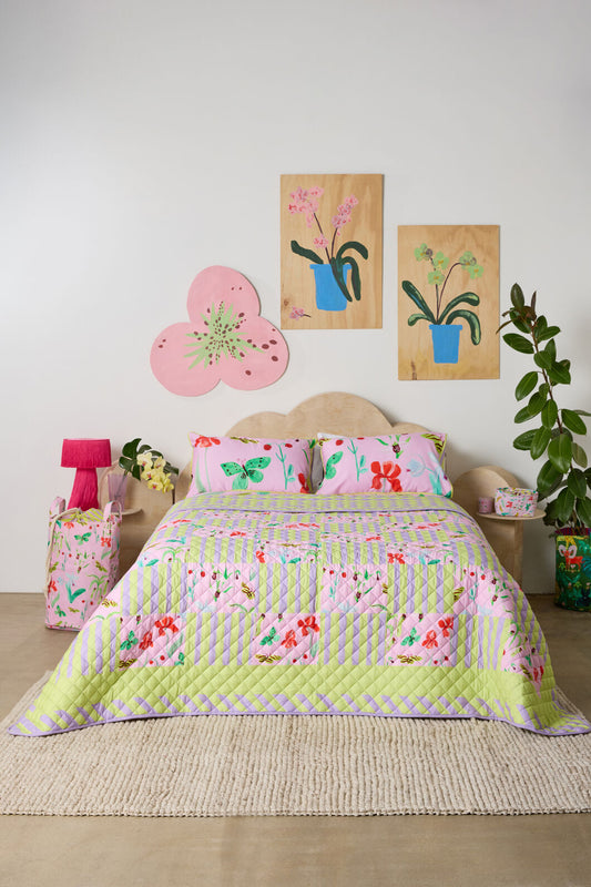 Gorman NZ - Electric Eden Quilted Coverlet S/D - print