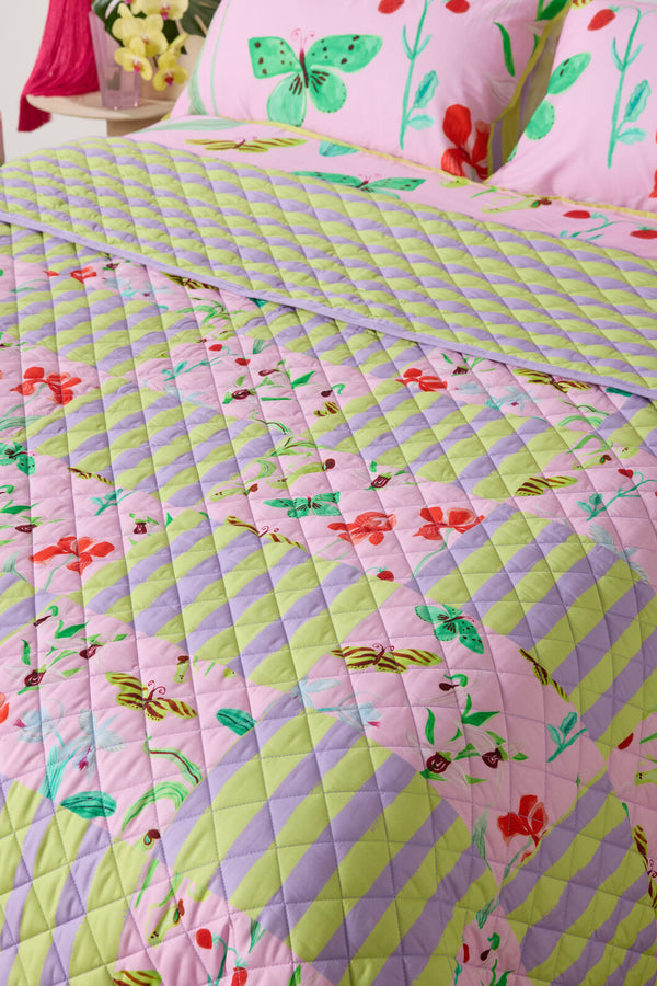 Gorman NZ - ElectricEdenQuiltedCoverletS/D - print