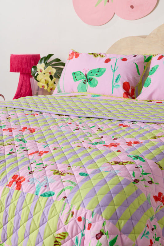 Gorman NZ - Electric Eden Quilted Coverlet Q/K - print