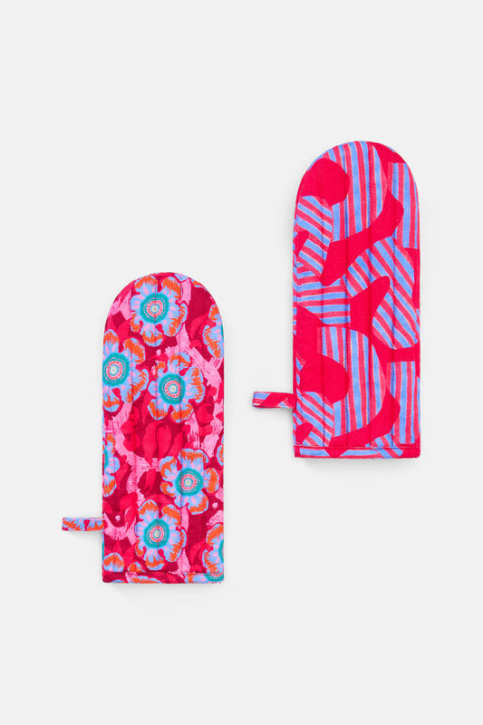 Gorman NZ - Tiger Flower Oven Mitt Set 2 - print