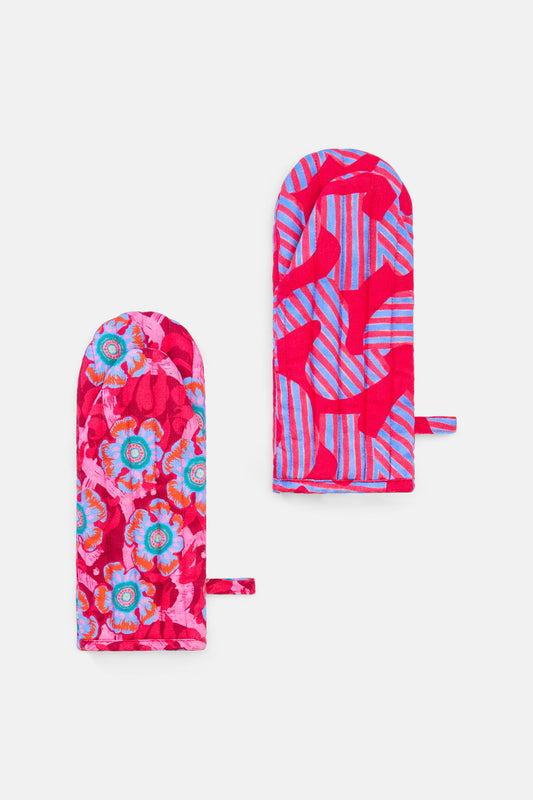 Gorman NZ - Tiger Flower Oven Mitt Set 2 - print